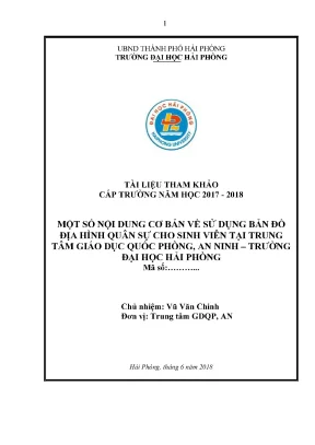 Tài liệu tham khảo một số nội dung cơ bản về sử dụng bản đồ địa hình quân sự cho sinh viên tại trung tâm giáo dục quốc phòng an ninh trường đại học hải phòng