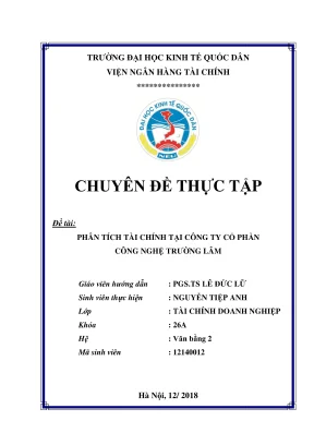 Chuyên đề thực tập phân tích tài chính tại công ty cổ phần công nghệ trường lâm