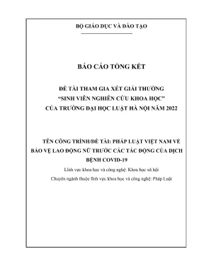 Đề tài sinh viên nghiên cứu khoa học pháp luật việt nam về bảo vệ lao động nữ trước tác động của dịch bệnh covid19