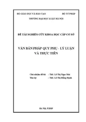 Đề tài nghiên cứu khoa học cấp trường văn bản pháp quy phụ lý luận và thực tiễn