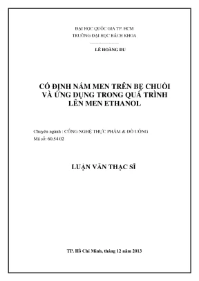 Luận văn thạc sĩ công nghệ thực phẩm cố định nấm men trên bẹ chuối và ứng dụng trong quá trình lên men ethanol
