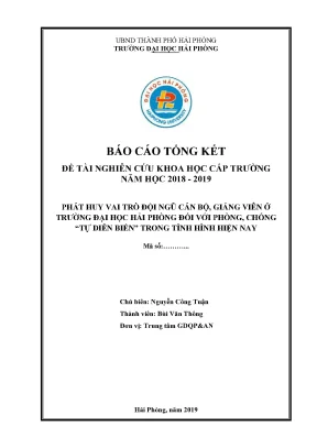 Đề tài nghiên cứu khoa học cấp trường phát huy vai trò đội ngũ cán bộ giảng viên ở trường đại học hải phòng đối với phòng chống tự diễn biến trong tình hình hiện nay