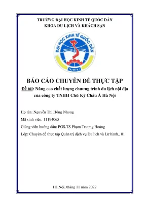 Chuyên đề thực tập nâng cao chất lượng chương trình du lịch nội địa của công ty tnhh chữ ký châu á hà nội