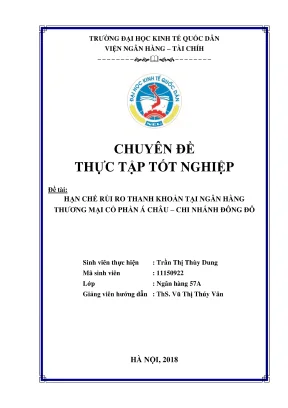 Chuyên đề thực tập tốt nghiệp hạn chế rủi ro thanh khoản tại ngân hàng thương mại cổ phần á châu chi nhánh đông đô