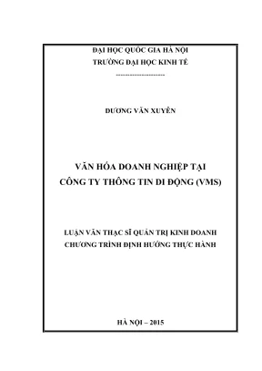 Luận văn thạc sĩ quản trị kinh doanh văn hóa doanh nghiệp tại công ty thông tin di động vms
