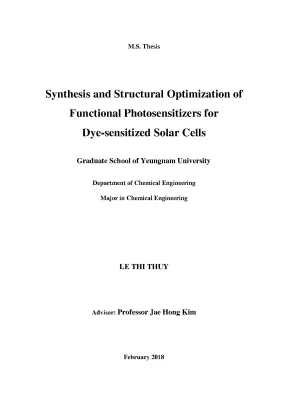 Luận án tiến sĩ kỹ thuật hóa học synthesis and structural optimization of functional photosensitizers for dyesensitized solar cells