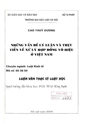 Luận văn thạc sĩ luật học những vấn đề lý luận và thực tiễn về xử lý hợp đồng vô hiệu ở việt nam