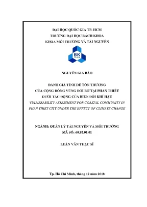 Luận văn thạc sĩ quản lý tài nguyên và môi trường đánh giá tính dễ tổn thương của cộng đồng vùng đới bờ tại phan thiết dưới tác động của biến đổi khí hậu