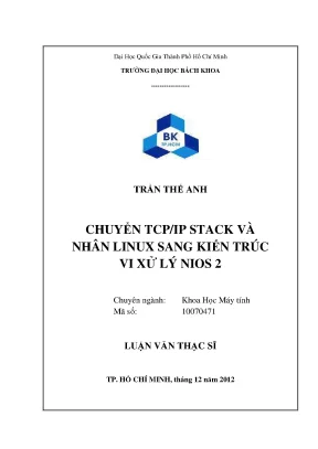 Luận văn thạc sĩ khoa học máy tính chuyển tcpip stack và nhân linux sang kiến trúc vi xử lý nios 2