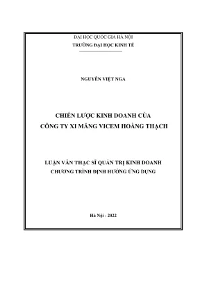 Luận văn thạc sĩ quản trị kinh doanh chiến lược kinh doanh của công ty xi măng vicem hoàng thạch