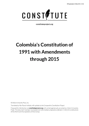 Colombias constitution of 1991 with amendments through 2015