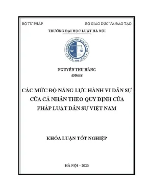 Khóa luận tốt nghiệp các mức độ năng lực hành vi dân sự của cá nhân theo quy định của pháp luật dân sự việt nam