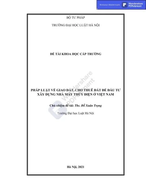 Đề tài nghiên cứu khoa học cấp trường pháp luật về giao đất cho thuê đất để đầu tư xây dựng nhà máy thuỷ điện ở việt nam