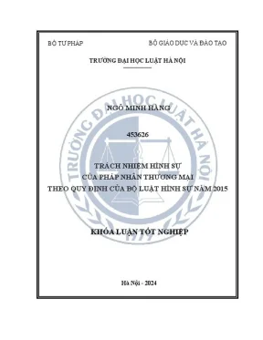 Khóa luận tốt nghiệp trách nhiệm hình sự của pháp nhân thương mại theo quy định của bộ luật hình sự năm 2015
