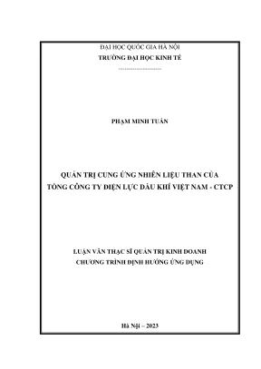 Luận văn thạc sĩ quản trị kinh doanh quản trị cung ứng nhiên liệu than tại tổng công ty điện lực dầu khí việt nam ctcp