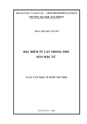 Luận văn thạc sĩ ngôn ngữ học đặc điểm từ láy trong thơ hàn mặc tử