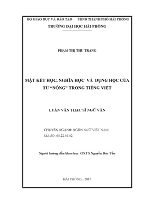 Luận văn thạc sĩ ngôn ngữ việt nam mặt kết học nghĩa học và dụng học của từ nóng trong tiếng việt