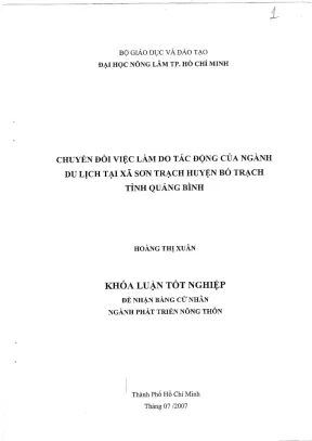 Khóa luận tốt nghiệp phát triển nông thôn chuyển đổi việc làm do tác động của ngành du lịch tại xã sơn trạch huyện bố trạch tỉnh quảng bình