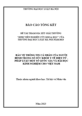 Đề tài nghiên cứu khoa học bảo vệ thông tin cá nhân của người bệnh trong sổ sức khỏe y tế điện tử pháp luật một số quốc gia và bài học kinh nghiệm cho việt nam