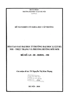 Đề tài nghiên cứu khoa học cấp trường đào tạo sau đại học ở trường đại học luật hà nội thực trạng và phương hướng đổi mới
