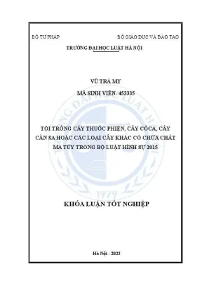 Khoá luận tốt nghiệp tội trồng cây thuốc phiện cây côca cây cần sa hoặc các loại cây khác có chứa chất ma tuý trong bộ luật hình sự 2015