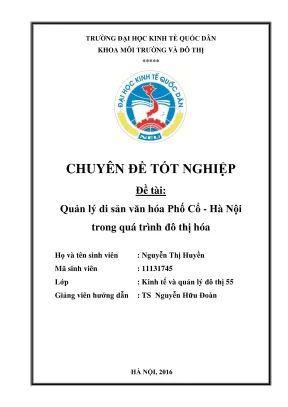 Chuyên đề tốt nghiệp quản lý di sản văn hóa phố cổ hà nội trong quá trình đô thị hóa