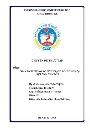 Chuyên đề thực tập phân tích thống kê tình trạng đói nghèo tại việt nam năm 2014