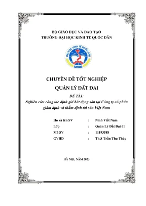 Chuyên đề tốt nghiệp nghiên cứu công tác định giá bất động sản của công ty cổ phần giám định và thẩm định tài sản việt nam