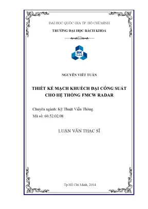 Luận văn thạc sĩ kỹ thuật viễn thông thiết kế mạch khuyếch đại công suất cho hệ thống fmcw radar