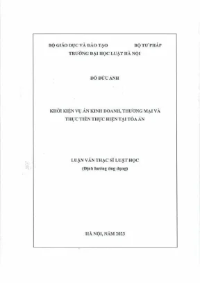 Luận văn thạc sĩ luật học khởi kiện vụ án kinh doanh thương mại và thực tiễn thực hiện tại toà án