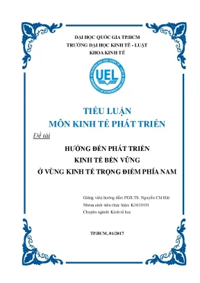 Tiểu luận kinh tế phát triển hướng đến phát triển kinh tế bền vững ở vùng kinh tế trọng điểm phía nam