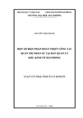 Luận văn thạc sĩ quản lý kinh tế một số biện pháp hoàn thiện công tác quản trị nhân sự tại ban quản lý khu kinh tế hải phòng