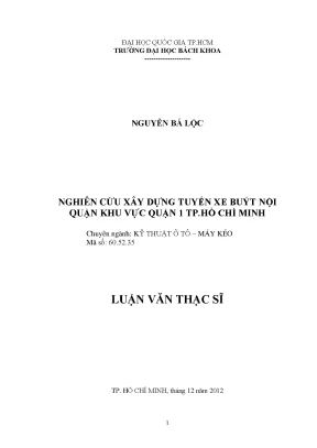 Luận văn thạc sĩ kỹ thuật ô tô máy kéo nghiên cứu xây dựng tuyến xe buýt nội quận khu vực quận 1 tp hồ chí minh