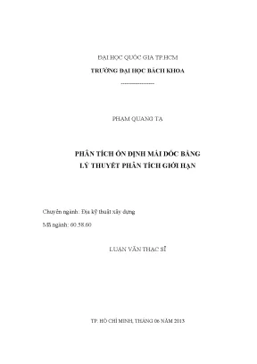 Luận văn thạc sĩ địa kỹ thuật xây dựng phân tích ổn định mái dốc bằng lý thuyết phân tích giới hạn