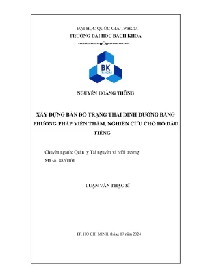 Luận văn thạc sĩ quản lý tài nguyên và môi trường xây dựng bản đồ trạng thái dinh dưỡng bằng phương pháp viễn thám nghiên cứu cho hồ dầu tiếng
