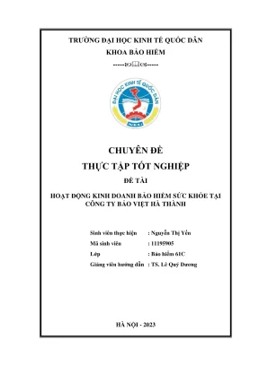 Chuyên đề thực tập tốt nghiệp hoạt động kinh doanh bảo hiểm sức khỏe tại công ty bảo việt hà thành