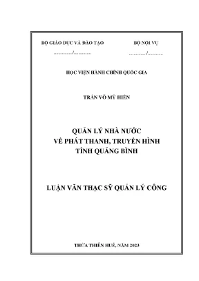 Luận văn thạc sĩ quản lý công quản lý nhà nước về phát thanh truyền hình trên địa bàn tỉnh quảng bình