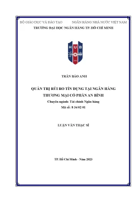 Quản trị rủi ro tín dụng tại ngân hàng thương mại cổ phần an bình