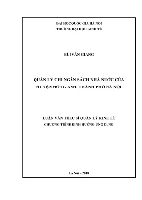 Luận văn thạc sĩ quản lý kinh tế quản lý chi ngân sách nhà nước của huyện đông anh thành phố hà nội