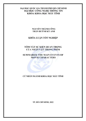 Khóa luận tốt nghiệp khoa học máy tính tóm tắt sự kiện quan trọng của nhân vật trong phim