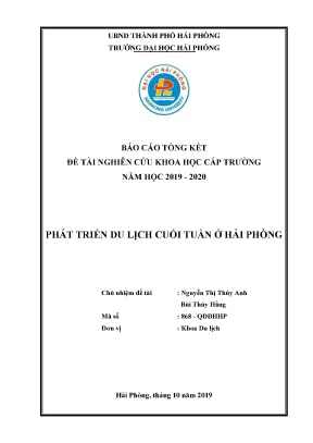 Đề tài nghiên cứu khoa học cấp trường phát triển du lịch cuối tuần ở hải phòng
