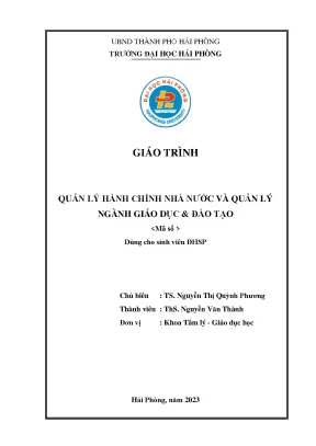 Giáo trình quản lý hành chính nhà nước và quản lý ngành giáo dục đào tạo