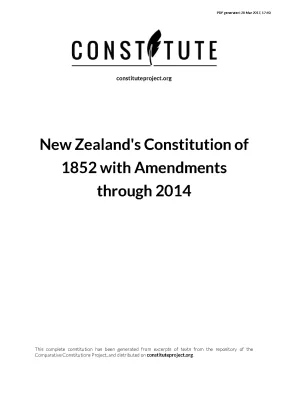 New zealands constitution of 1852 with amendments through 2014