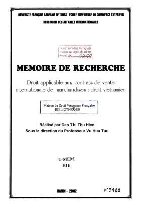 Luận án nghiên cứu droit applicable aux contrats de vente internationale de marchandises droit vietnamien