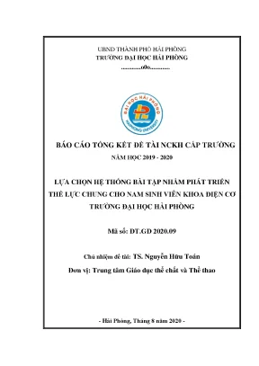 Đề tài nghiên cứu khoa học cấp trường lựa chọn hệ thống bài tập nhằm phát triển thể lực chung cho nam sinh viên khoa điện cơ trường đại học hải phòng