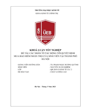 Khóa luận tốt nghiệp các nhân tố tác động tới quyết định mua bảo hiểm nhân thọ của sinh viên tại thành phố hà nội