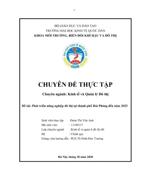 Chuyên đề thực tập phát triển nông nghiệp đô thị tại thành phố hải phòng đến năm 2025