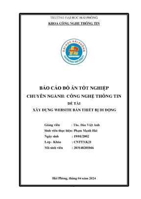 Khóa luận tốt nghiệp công nghệ thông tin xây dựng website bán thiết bị di động