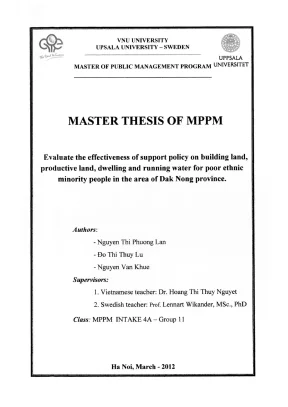 Luận văn thạc sĩ quản lý công evaluate the effectiveness of support policy on building land productive land dwelling and running water for poor ethnic minority people in the area of dak nong province