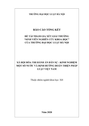 Đề tài sinh viên nghiên cứu khoa học xã hội hoá thi hành án dân sự kinh nghiệm một số nước và định hướng hoàn thiện pháp luật việt nam